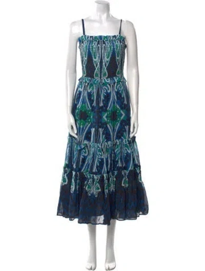 Pre-owned Temperley London Printed Long Dress In Blue