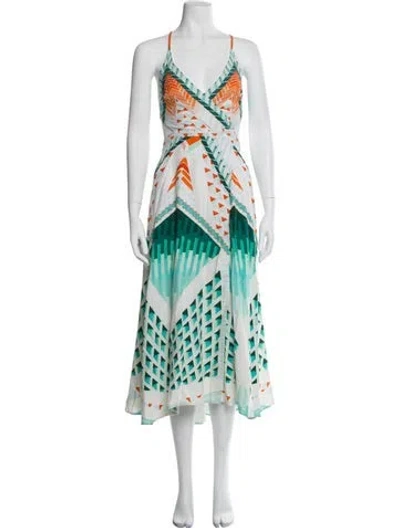 Pre-owned Temperley London Printed Long Dress In Blue