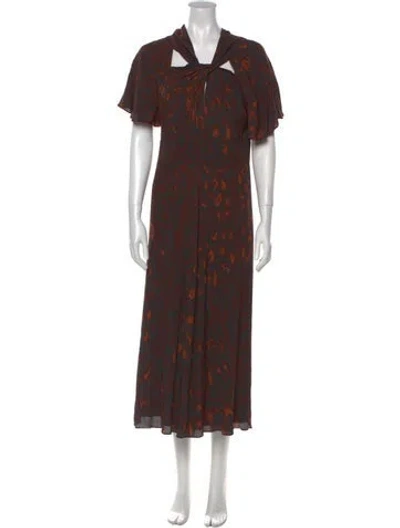 Pre-owned Temperley London Printed Long Dress In Brown