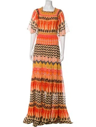 Pre-owned Temperley London Printed Long Dress In Neutral
