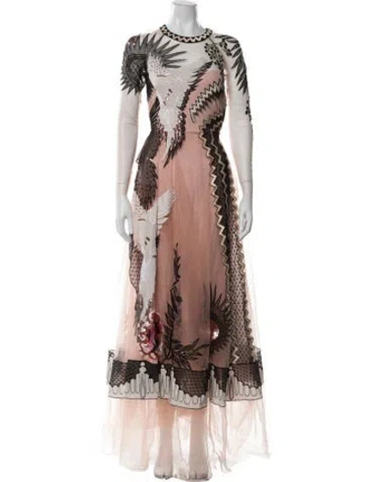Pre-owned Temperley London Printed Long Dress In Pink