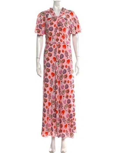 Pre-owned Temperley London Printed Long Dress In Pink