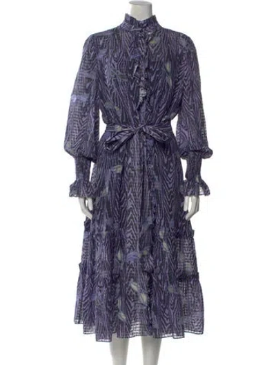 Pre-owned Temperley London Printed Long Dress In Purple