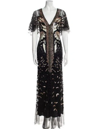 Pre-owned Temperley London Printed Long Dress W/ Tags In Black