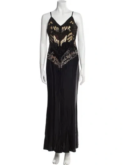 Pre-owned Temperley London Printed Long Dress W/ Tags In Black