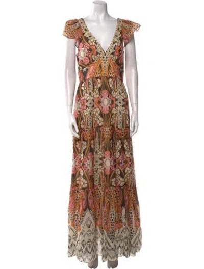 Pre-owned Temperley London Printed Long Dress W/ Tags In Pink