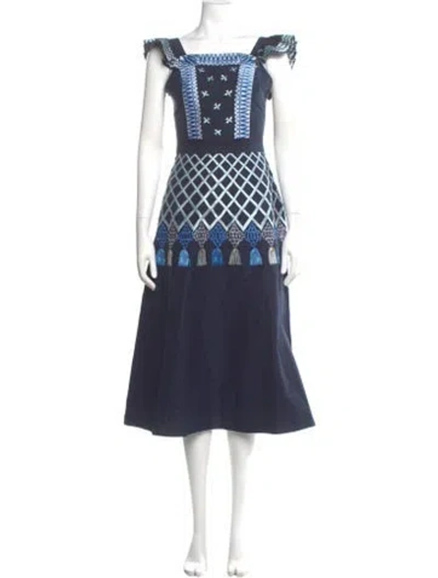 Pre-owned Temperley London Printed Midi Length Dress In Blue
