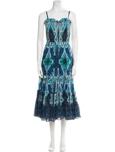 Pre-owned Temperley London Printed Midi Length Dress In Blue