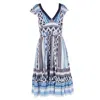 Temperley London Printed Midi Length Dress In Multicolor Cotton In Blue