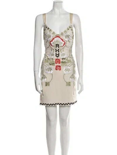 Pre-owned Temperley London Printed Mini Dress In Neutral
