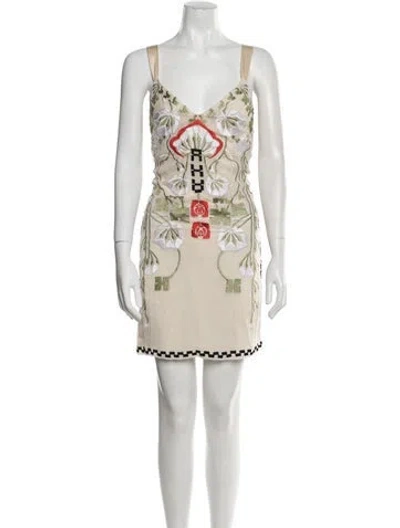 Pre-owned Temperley London Printed Mini Dress In Neutral