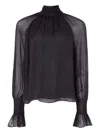 Temperley London Quintette Ruffled-cuff Blouse In Black