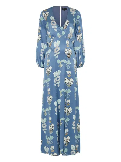 Temperley London Reina Jewel-print Dress In Blue