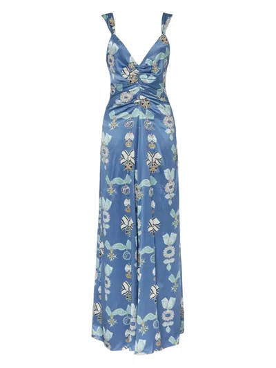 Temperley London Gerafftes Reina Maxikleid Aus Seide In Pattern