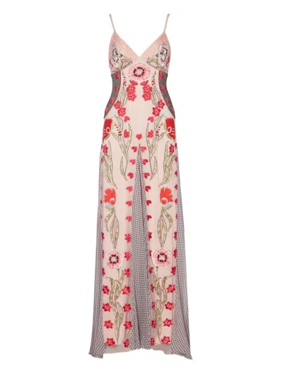 Temperley London Remi Floral-embroidered Maxi Dress In Pink