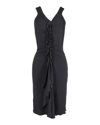 Temperley London Ruffle Midi Dress In Black Viscose