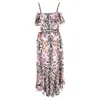 Temperley London Ruffled Printed Hammered Midi Dress In Multicolor Silk In Multi