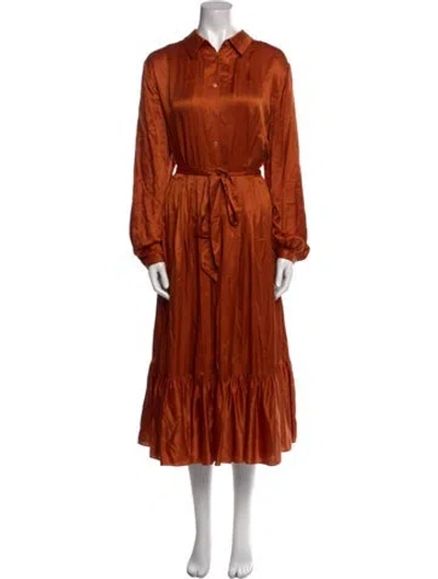 Pre-owned Temperley London Satin Long Dress In Orange