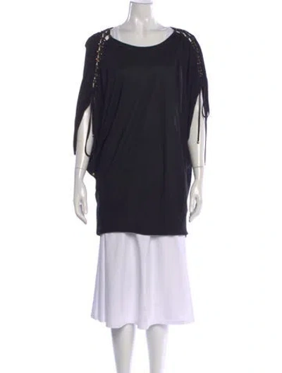 Pre-owned Temperley London Scoop Neck Short Sleeve Top In Black