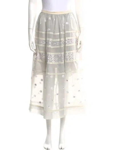 Pre-owned Temperley London Sequin Embellishments Midi Length Skirt In White