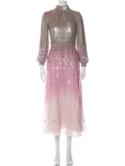 Pre-owned Temperley London Sequin Long Dress In Pink