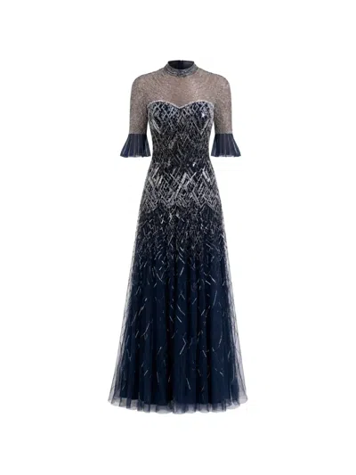 Temperley London Sequin-embellished Gown In Blue