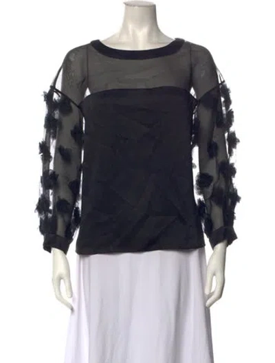 Pre-owned Temperley London Silk Crew Neck Blouse In Black