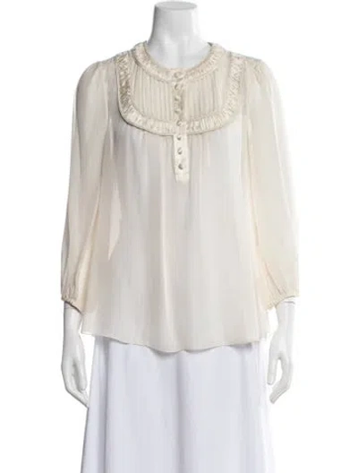 Pre-owned Temperley London Silk Crew Neck Blouse W/ Tags In White