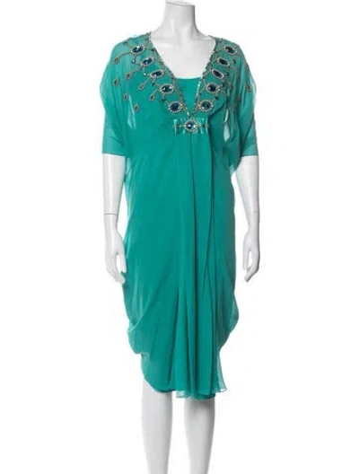 Pre-owned Temperley London Silk Crystal Embellishments Dress Set In Green
