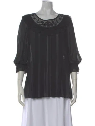 Pre-owned Temperley London Silk Floral Print Blouse In Black