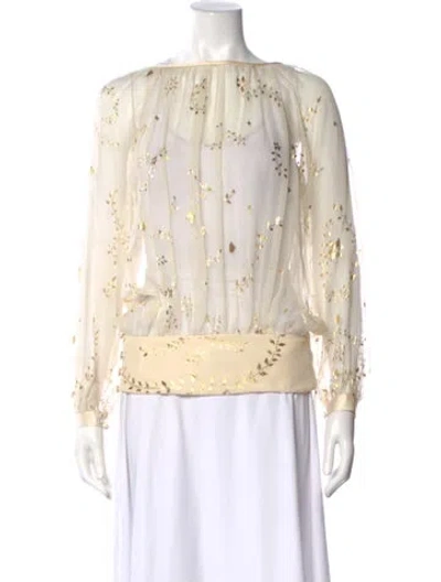 Pre-owned Temperley London Silk Floral Print Blouse In Neutral