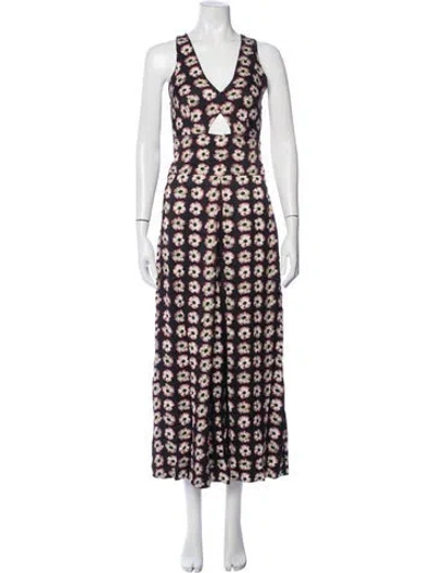 Pre-owned Temperley London Silk Floral Print Jumpsuit In Black
