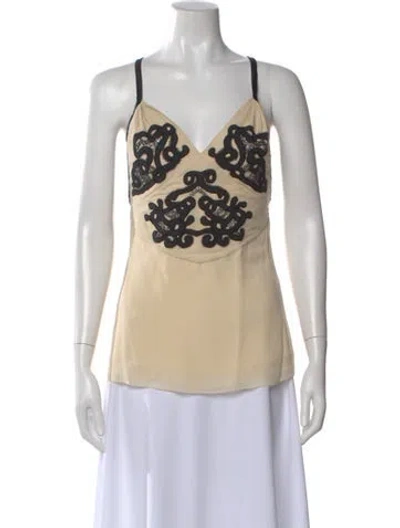 Pre-owned Temperley London Silk Lace Pattern Blouse In Neutral