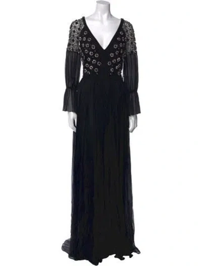 Pre-owned Temperley London Silk Long Dress In Black