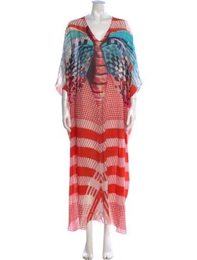 Pre-owned Temperley London Silk Long Dress In Blue/red
