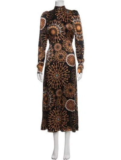 Pre-owned Temperley London Silk Long Dress In Brown