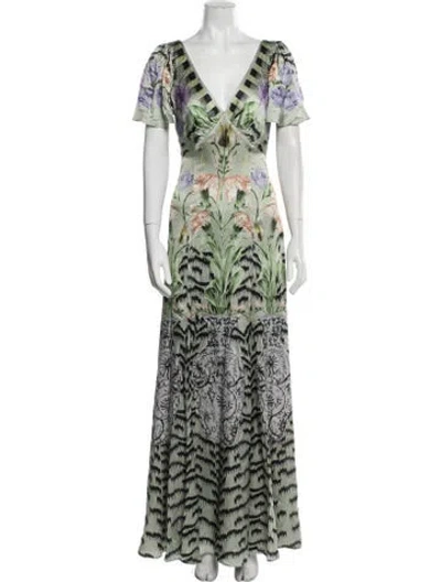Pre-owned Temperley London Silk Long Dress In Green
