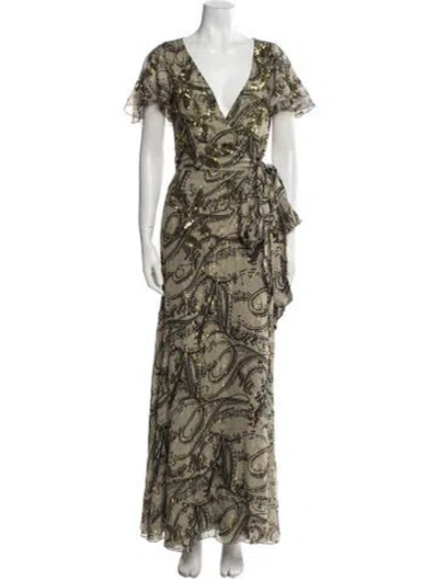 Pre-owned Temperley London Silk Long Dress In Green