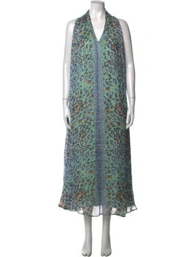 Pre-owned Temperley London Silk Long Dress In Green