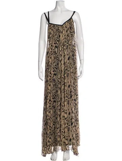 Pre-owned Temperley London Silk Long Dress In Neutrals