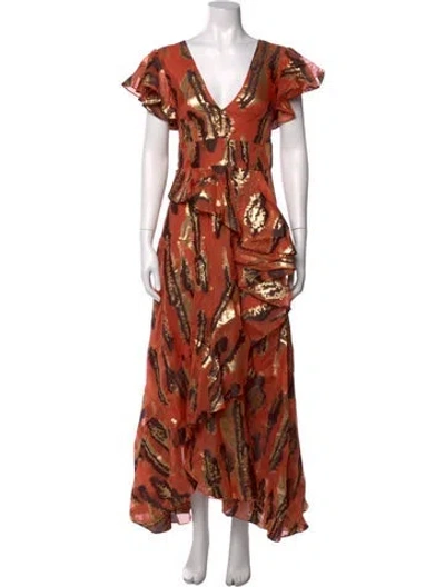 Pre-owned Temperley London Silk Long Dress In Orange