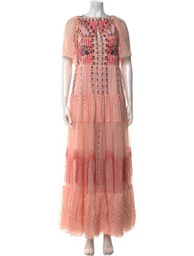 Pre-owned Temperley London Silk Long Dress In Pink