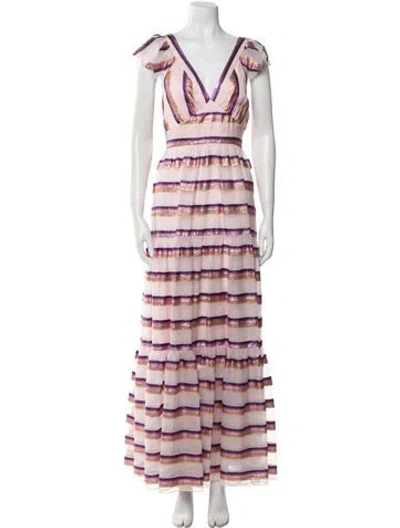 Pre-owned Temperley London Silk Long Dress In Pink