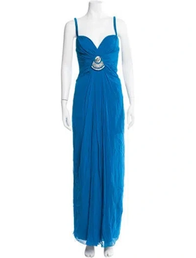 Pre-owned Temperley London Silk Long Dress W/ Tags In Blue