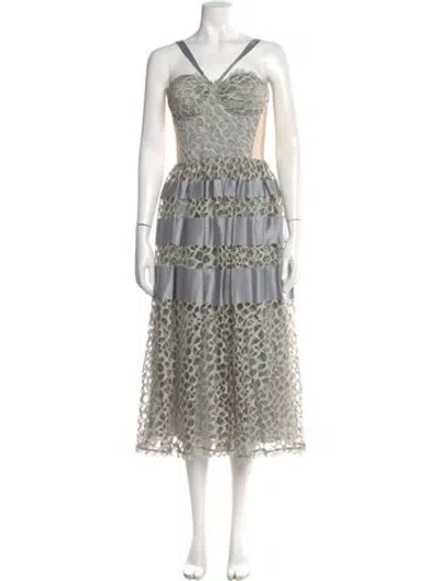 Pre-owned Temperley London Silk Midi Length Dress In Blue