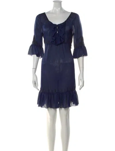 Pre-owned Temperley London Silk Mini Dress In Blue