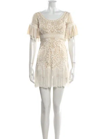 Pre-owned Temperley London Silk Mini Dress In Neutral