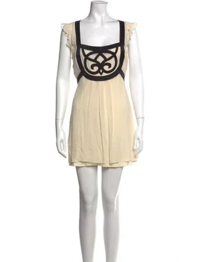 Pre-owned Temperley London Silk Mini Dress In Neutrals