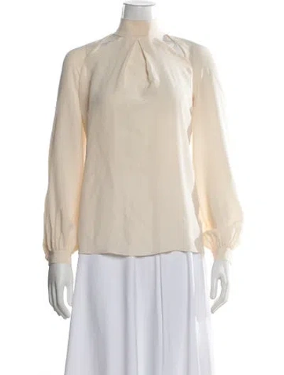Pre-owned Temperley London Silk Mock Neck Blouse In Neutral