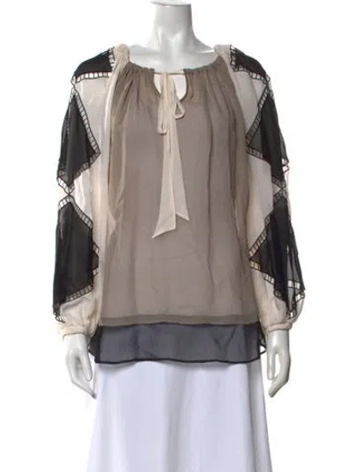 Pre-owned Temperley London Silk Patterned Blouse In Brown